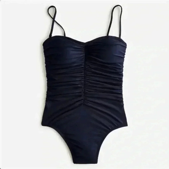 New with tags J crew Ruched black sweetheart one-piece - Picture 1 of 8